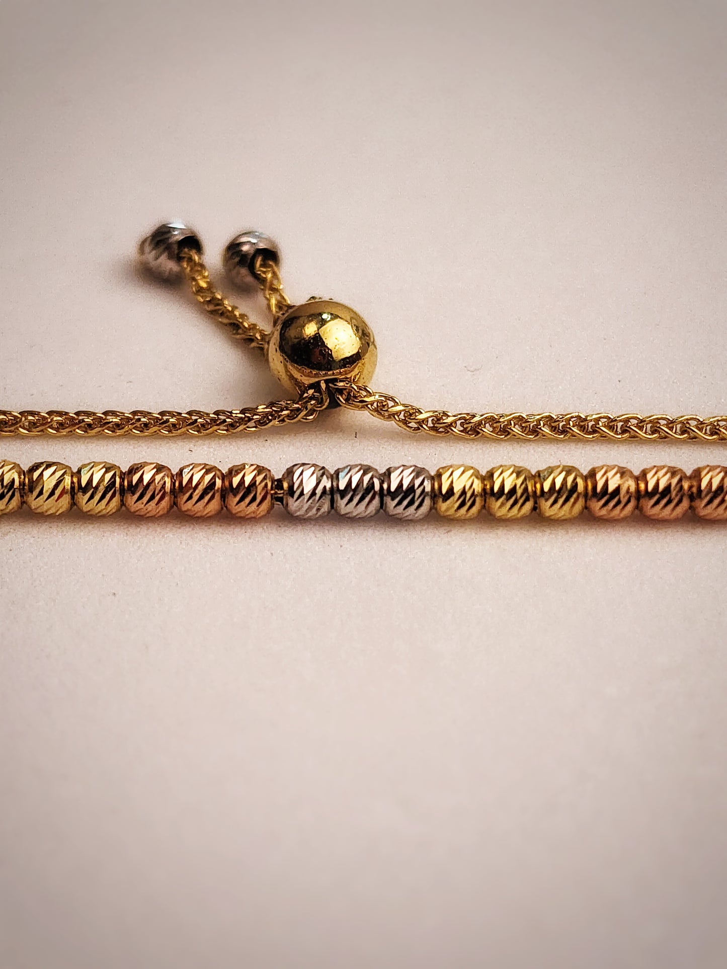 PULSERA ESFERAS 3 OROS GRADUABLE 2,5MM