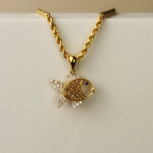 COLGANTE PEZ CON PIEDRAS BLANCAS